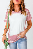 T-shirt à manches courtes blanchi de couleur tie-dye rose 