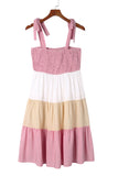 Multicolor Smocked Color Block Sleeveless Mini Dress