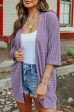 Ribbed Open Front Knit Cardigan