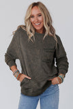 Acid Wash Drop Shoulder Long Sleeve Sweatshirt with Pockets