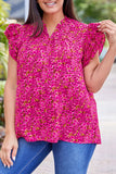 Floral Print Ruffle Sleeve Plus Size Shift Top