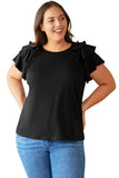 Plain Tiered Ruffled Short Sleeve T Shirt