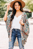 Paisley Floral Print Open Front Flowy Kimono