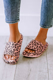 Leopard Print Thick Sole Slip On Slippers