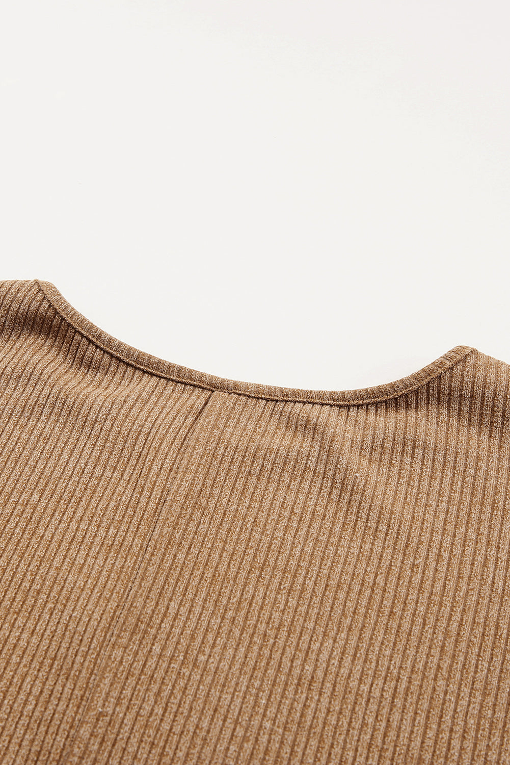 Solid Crew Neck Loose Ribbed Knit Top