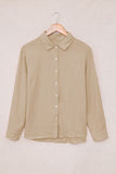 Khaki Textured Solid Color Basic Shirt