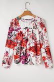 Floral Short Sleeve Round Neck Blouse