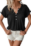 V-Neck Rolled Short Sleeve Henley Top