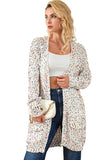 Beige Colorful Dots Cable Knit Crew Neck Sweater