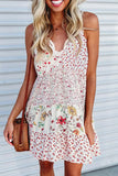 Floral Ruffled Spaghetti Strap Mini Dress