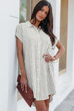 Short Sleeves Striped Shirt Dress