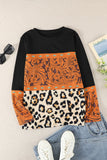 Leopard Tribal Print Splicing Long Sleeve Top