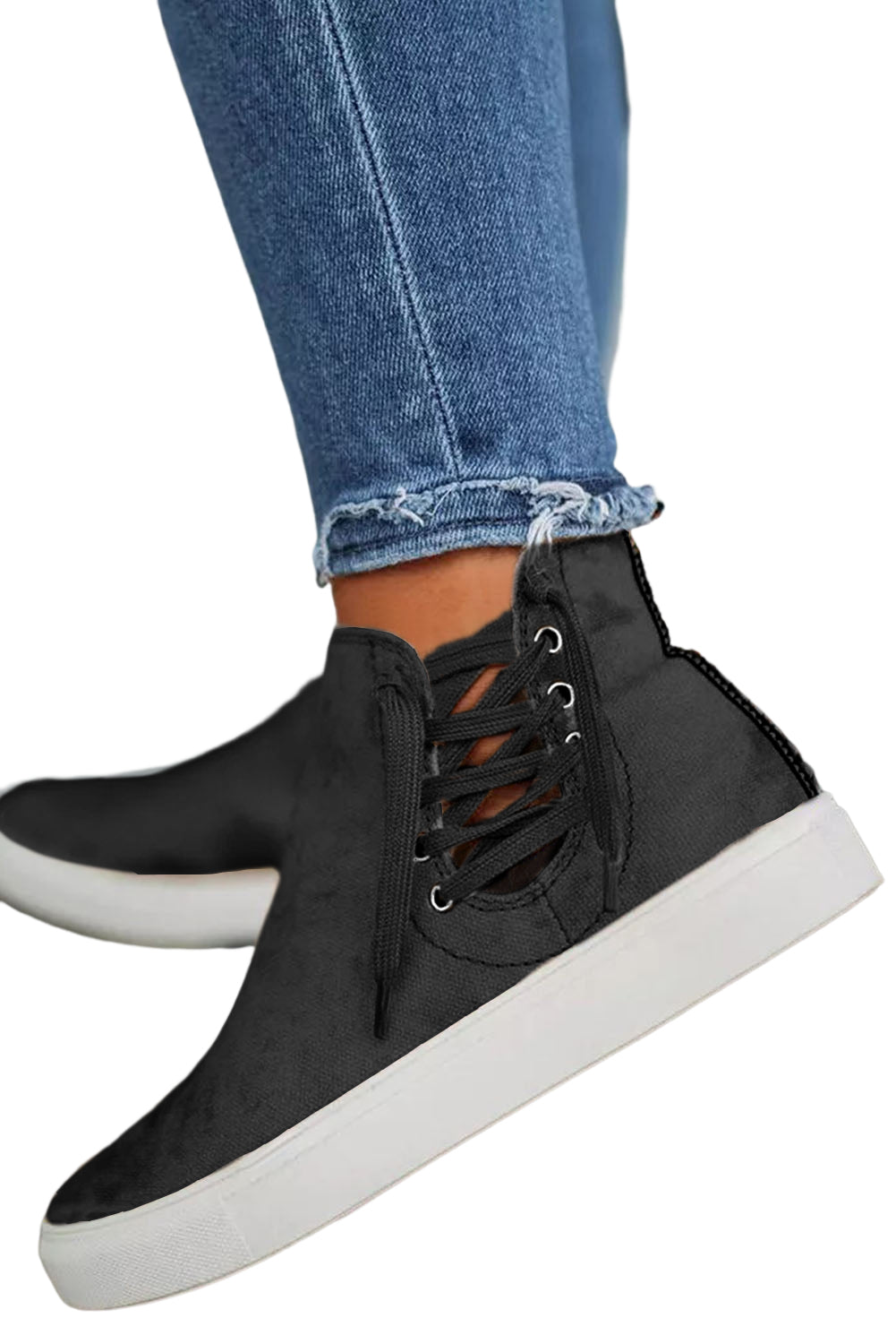 High Top Drawstring Zipped Slip-on Sneakers