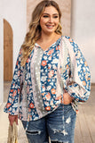 Blouse Multicolore à Imprimé Mixte et Col Fendu de Grande Taille