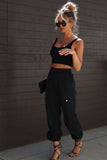 Elastic Waist Drawstring Cuffs Cargo Pants