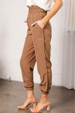 Smocked Elastic High Waist Joggers