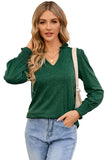 Frill V Neck Puff Long Sleeve Top