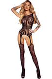 Lace Mesh Strappy Cutout Open Crotch Body Stockings