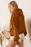 Ribbed Trim Kangaroo Pocket Zipped Hoodie