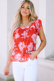 Floral Square Neck Ruffle Sleeve Blouse