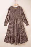 Plus Size Leopard Print Smocked Tiered Dress