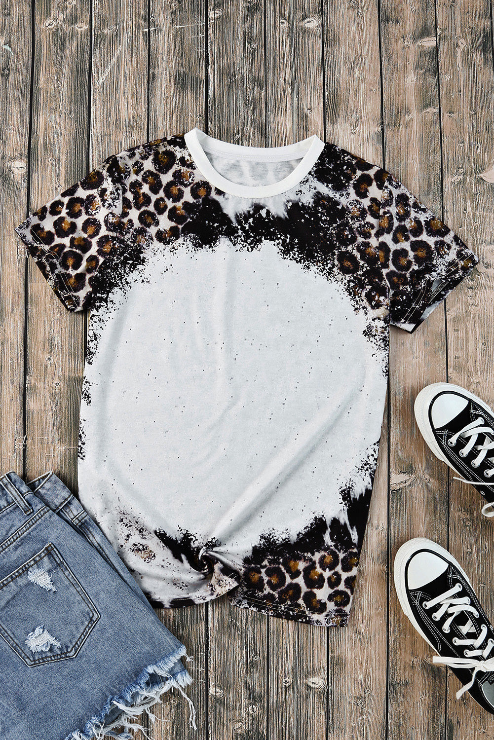 Mix Animal Print Bleached T Shirt