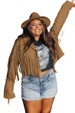 Pink Fringe Plus Size Cropped Jacket