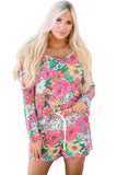 Flower Print Pullover and Drawstring Shorts Lounge Set