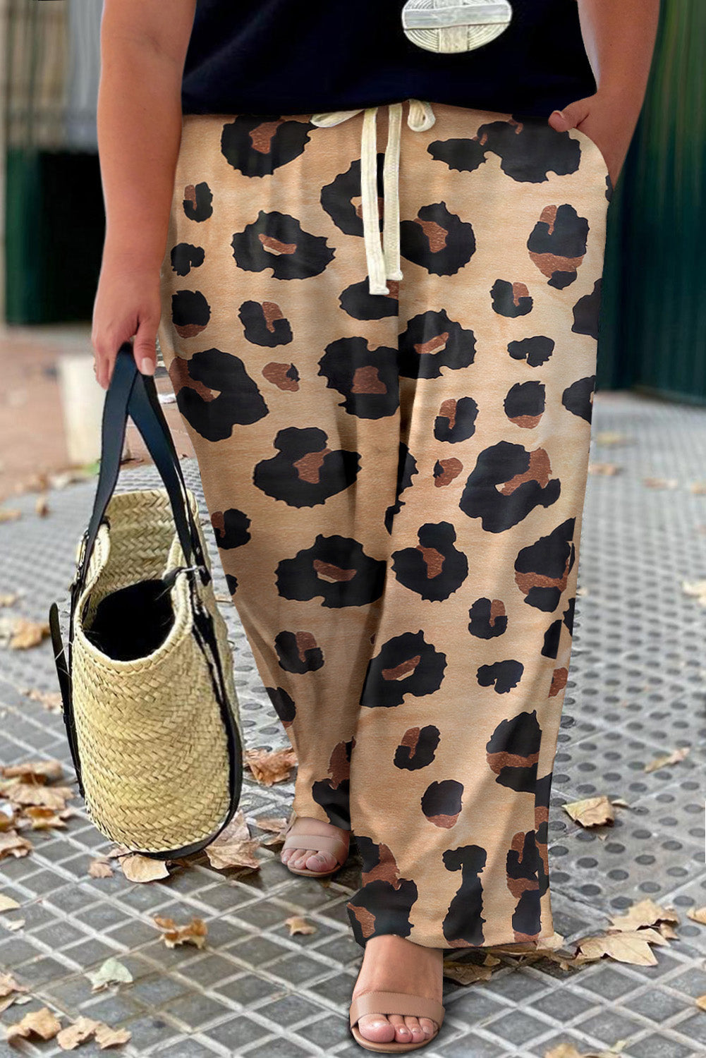 Pink Leopard Frilled Collar Printed Tank Top