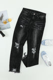 Sky Blue Ripped Slim Fit Washed Jeans