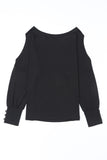 Asymmetrical Cut Out Buttoned Long Sleeve Top