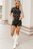 Stars Mesh See-through Short Sleeve T Shirt