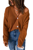 V Neck Drop Shoulder Buttons Cardigan