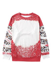 Red Tie Dye Leopard Drop Shoulder Sweatshirt