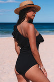 Ruffle Tiered One Shoulder One Piece Swimsuit