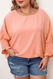 Plus Size Shirred Cuffs Shift Loose Top