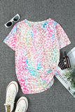 Colorful V Neck Short Sleeve Top