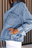 Roll-Up Tab Sleeve Button Down Pocket Denim Jacket