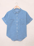 Turn-down Collar Short Sleeve Denim Shirt