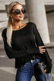 Braid Hollow-out Sleeves Knit Top