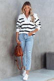 Sailor Collar Striped Knit Pullover Sweater