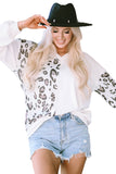 Leopard Patchwork V Neck Long Sleeve Top