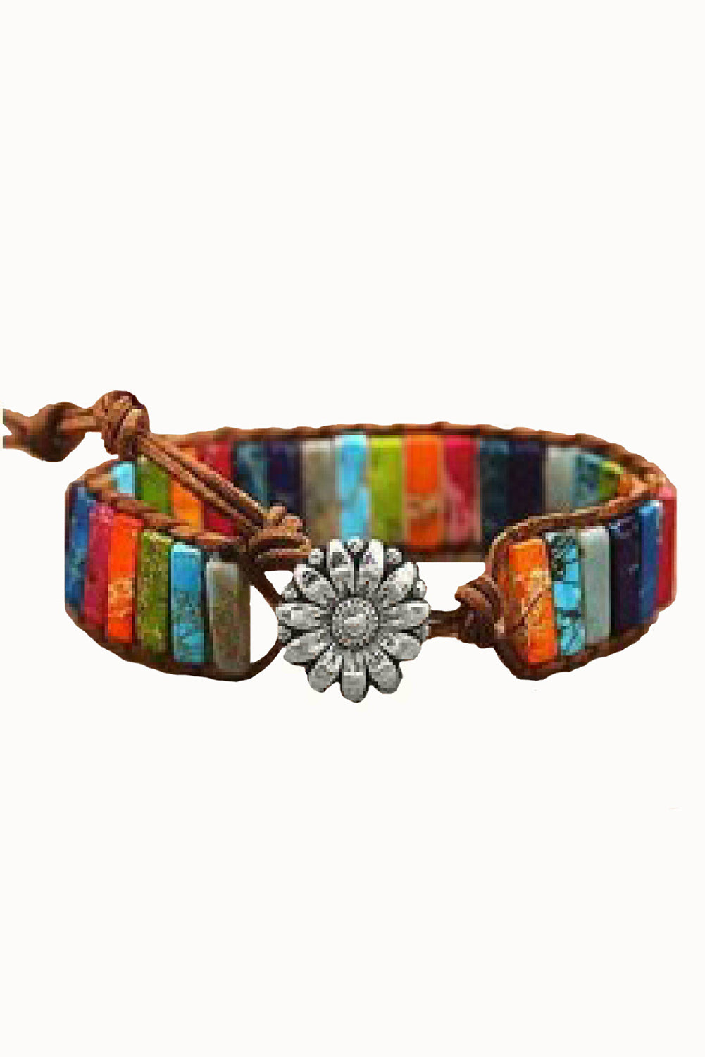 Sunflower Colorful Stone Beaded Wrap Bracelet