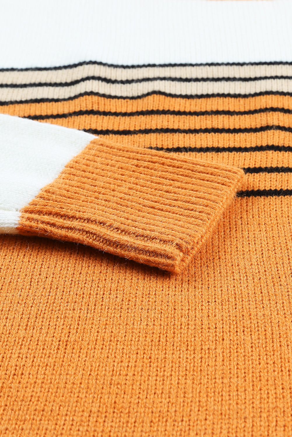 Colorblock Striped Crew Neck Sweater