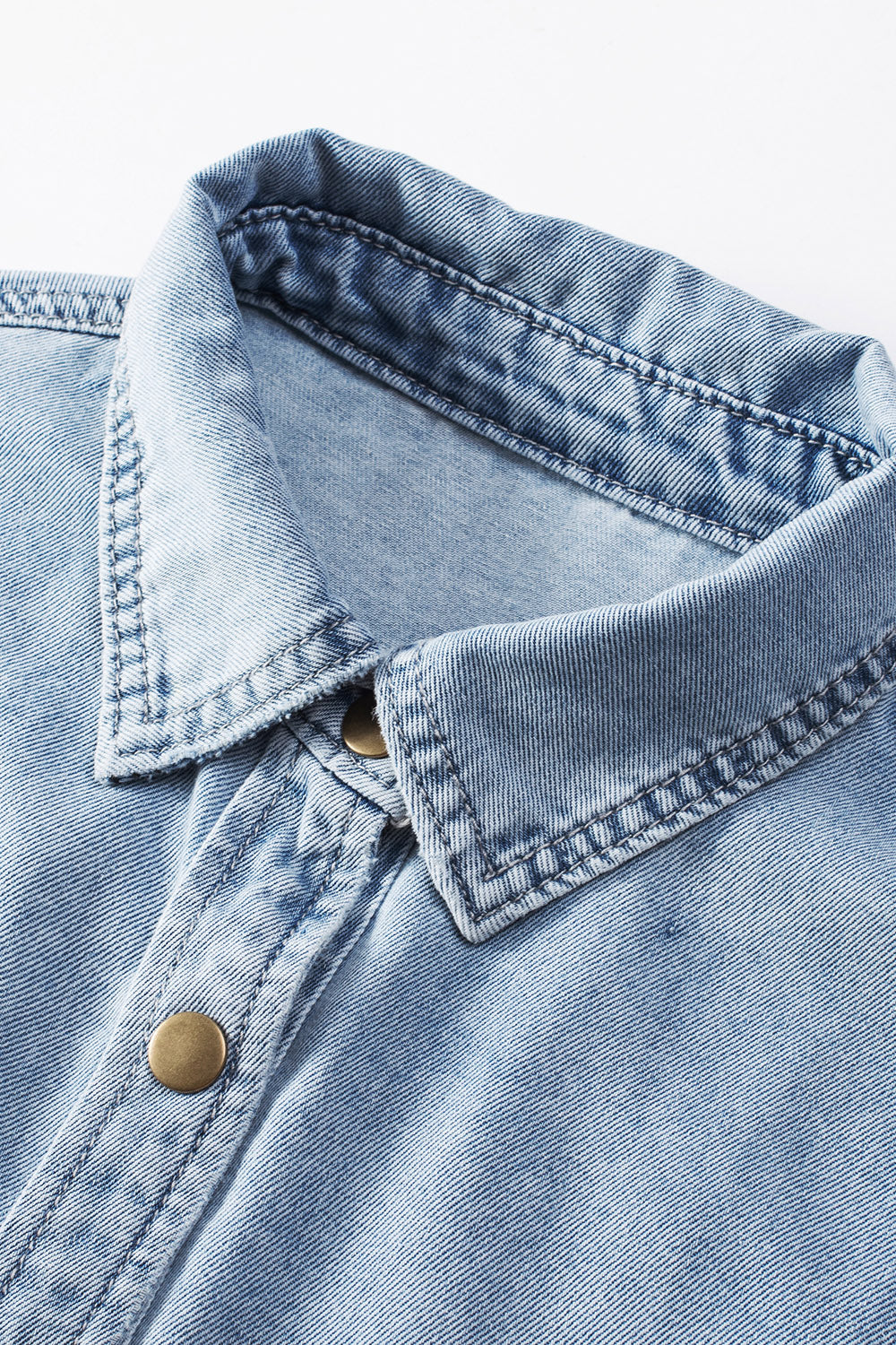 Chest Pockets Bell Sleeve Buttoned Denim Jacket