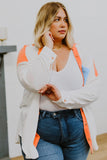 Crinkle Colorblock Chest Pocket Plus Size Shirt