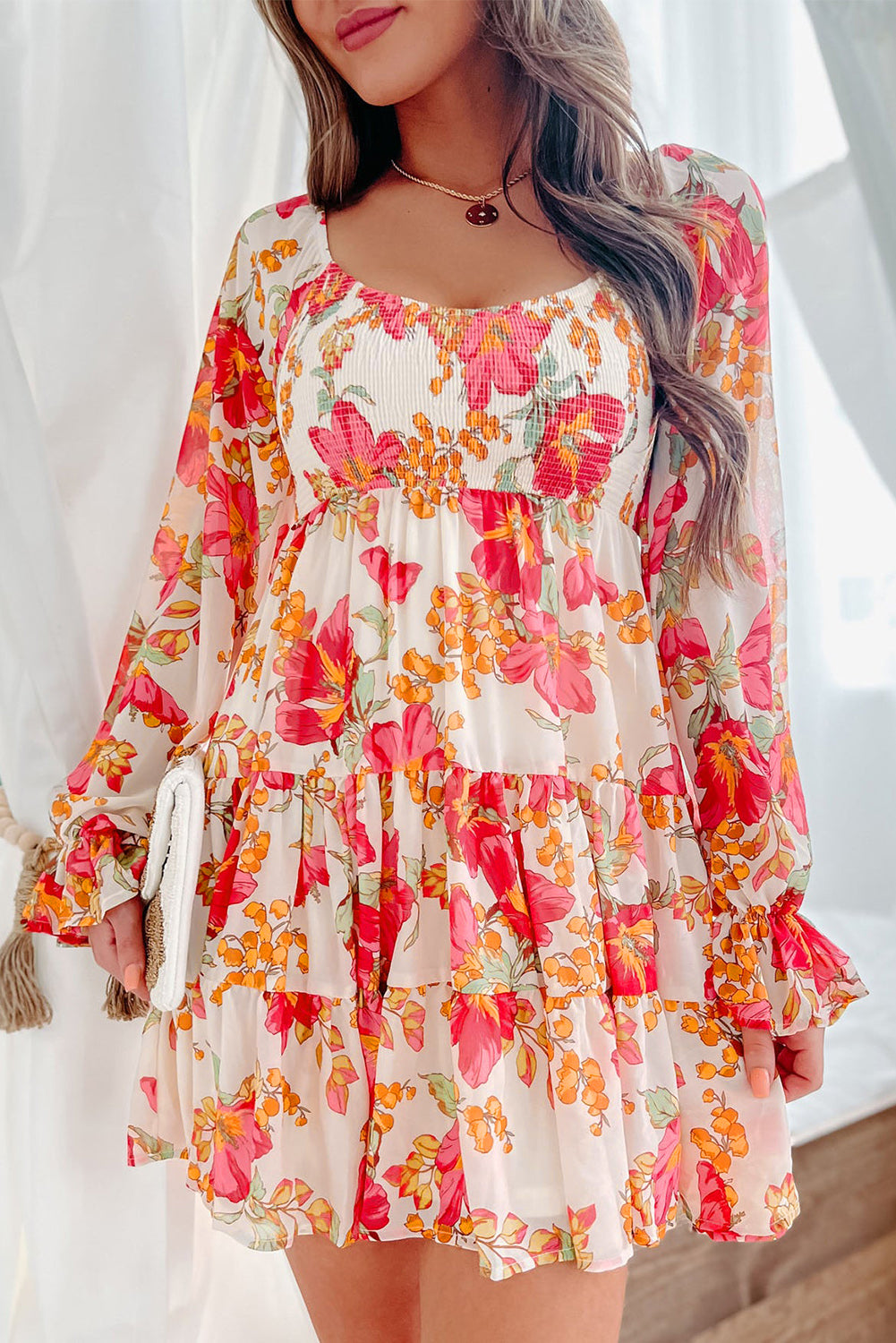 Smocked Tiered Floral Dress