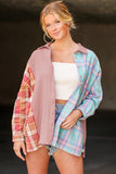 Plaid Contrast Color Block Shirt