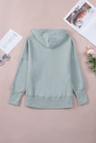 Turquoise Batwing Sleeve Pocketed Henley Hoodie