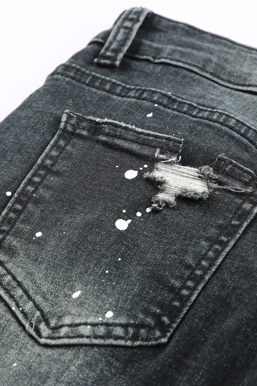 Jean skinny effet vieilli noir Ink Splash 